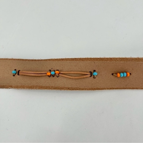 Roxy Western Boho Beaded Leather Belt Size M - Picture 3 of 7